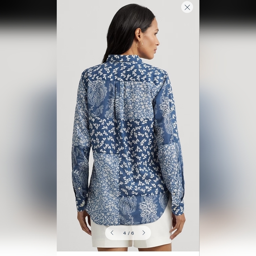 Ralf Lauren Classic Fit Patchwork Floral Voile Shirt - Picture 3 of 11